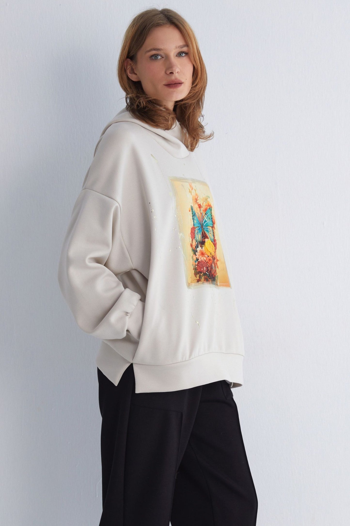 Artistic Butterfly Print Hoodie