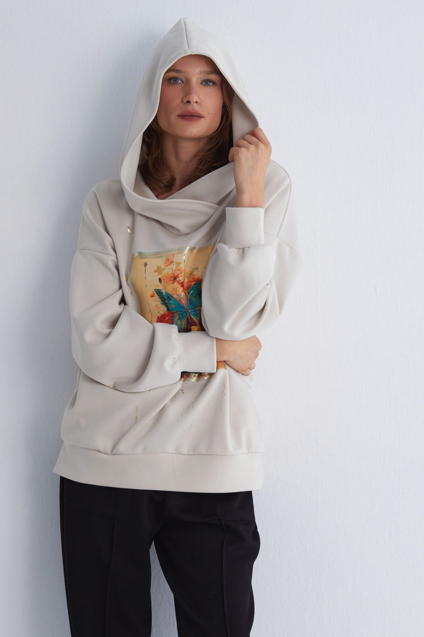 Artistic Butterfly Print Hoodie