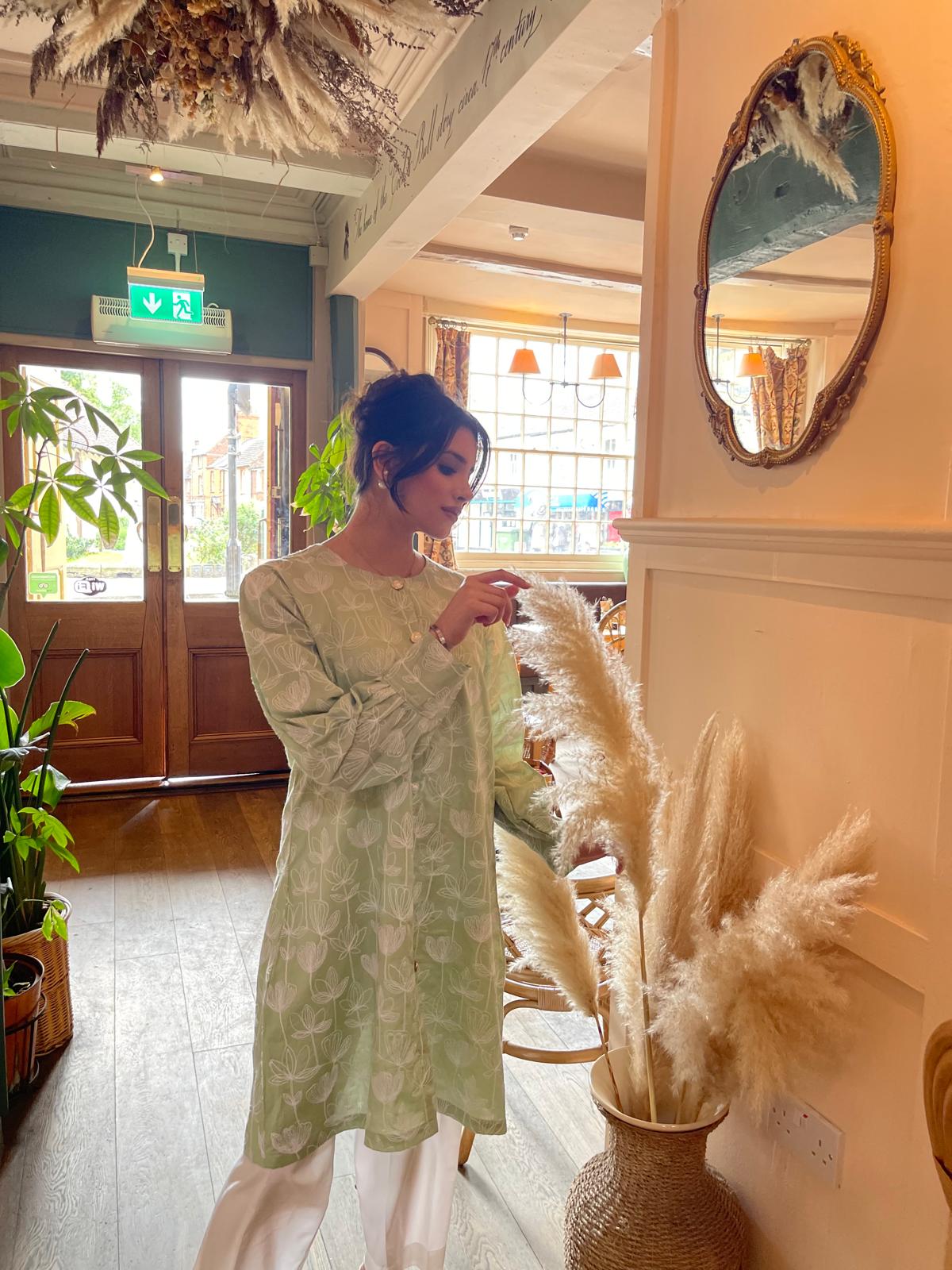 White tulip shirt with front buttons