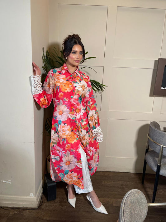 Lace Bouquet Long Shirt