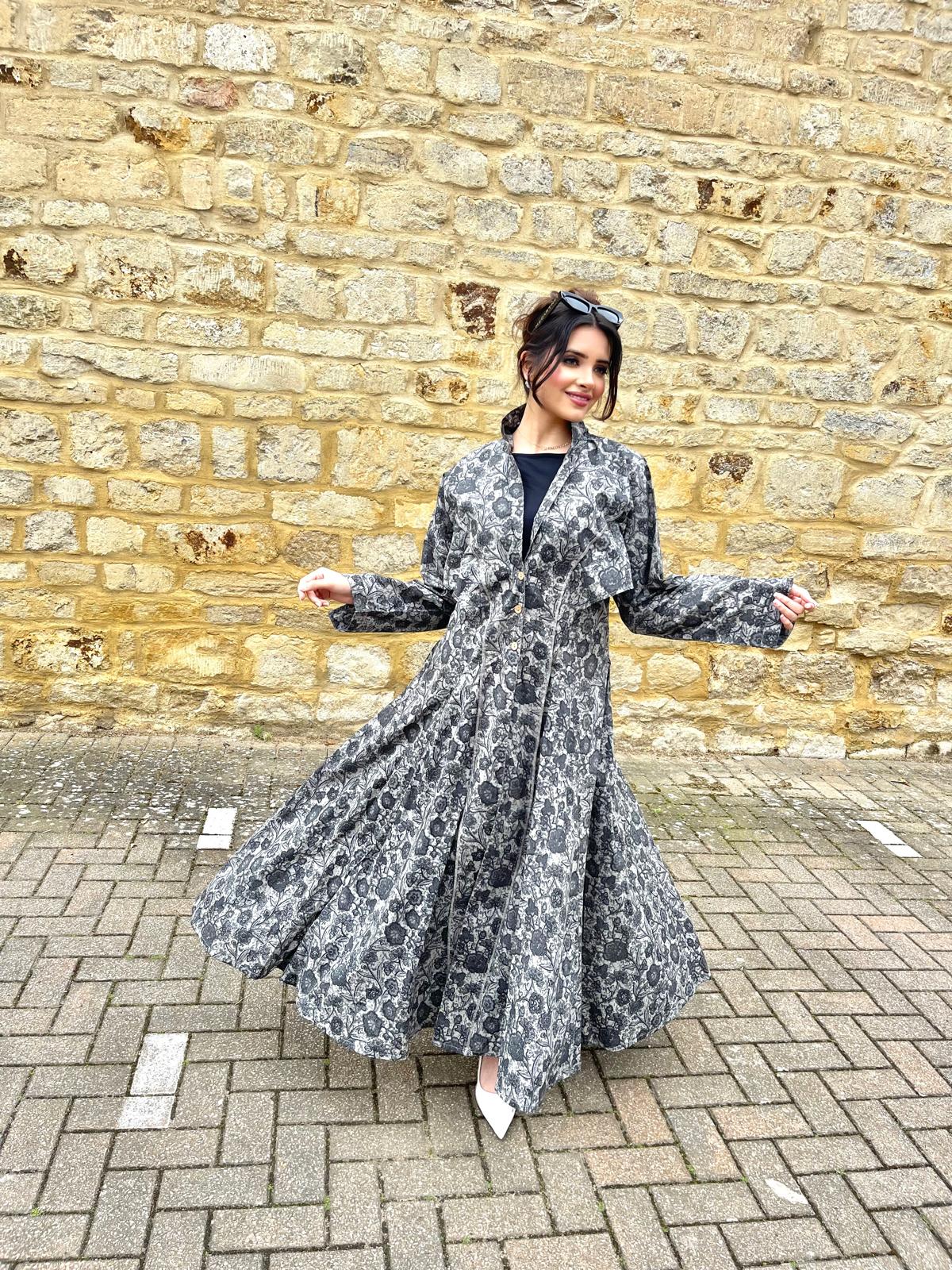 Trench Dress in Silver Skies