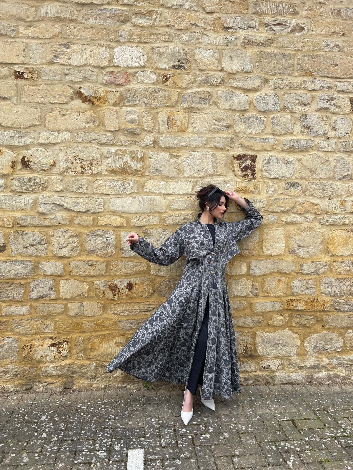 Trench Dress in Silver Skies