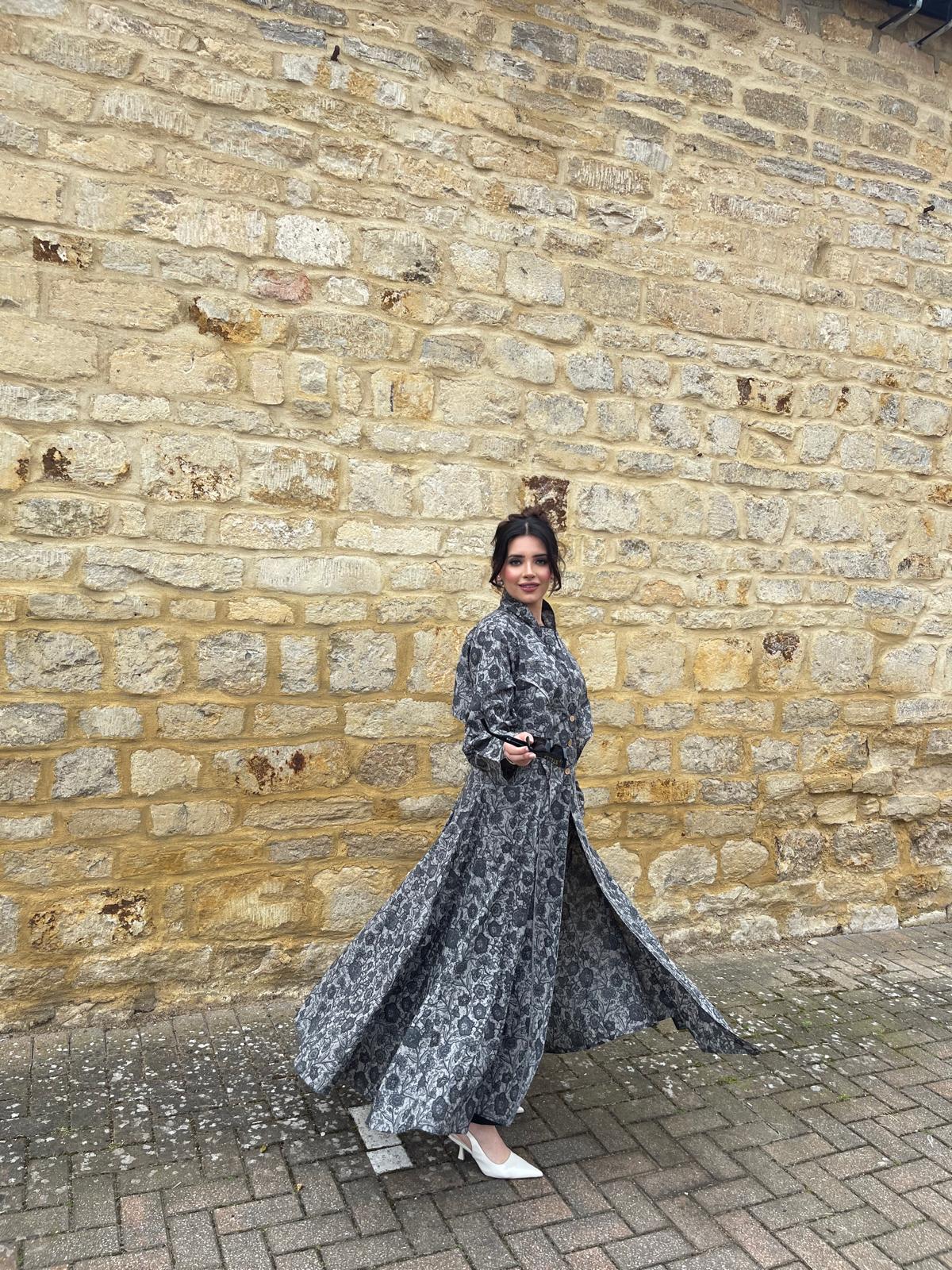 Trench Dress in Silver Skies