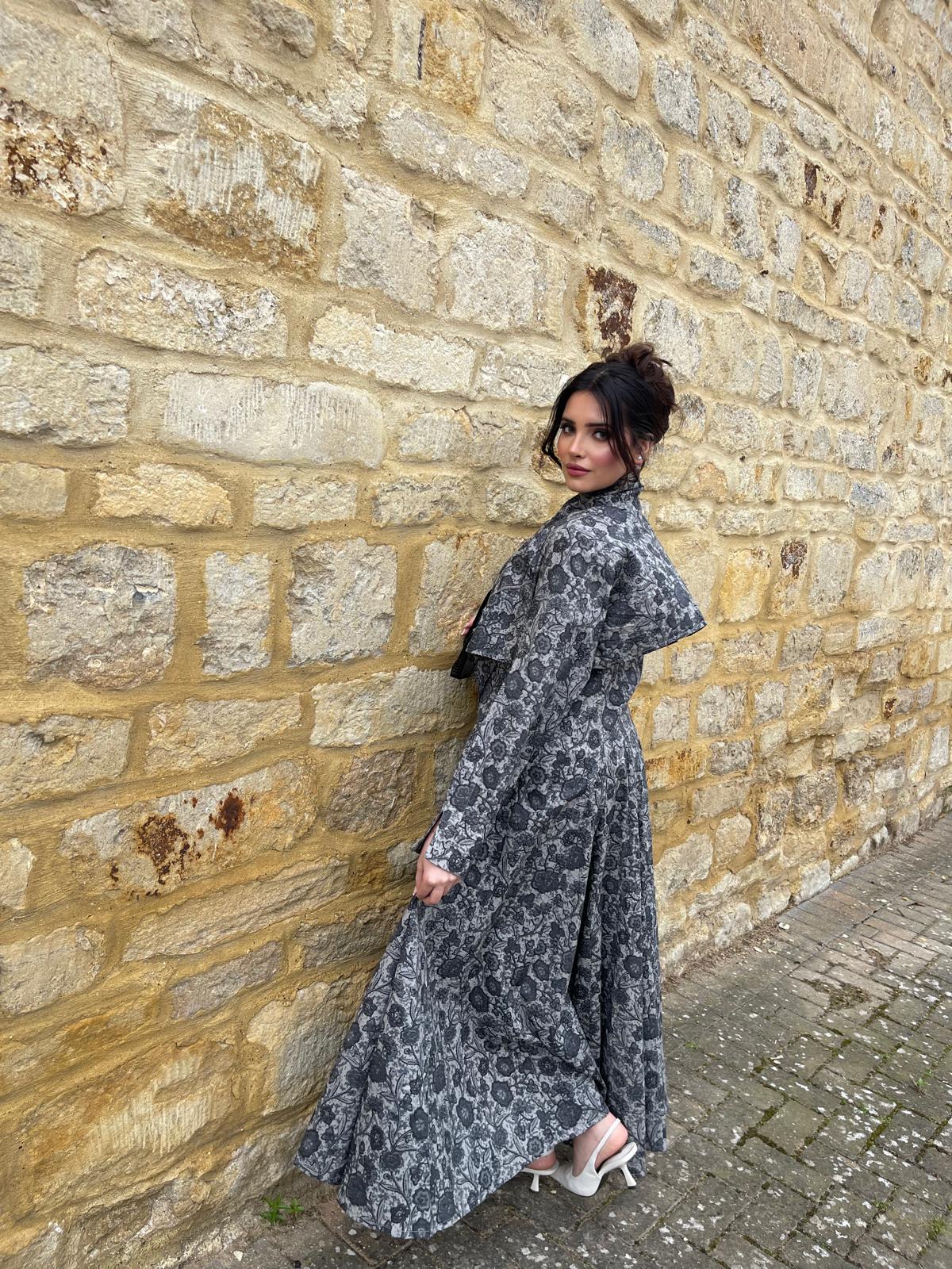 Trench Dress in Silver Skies