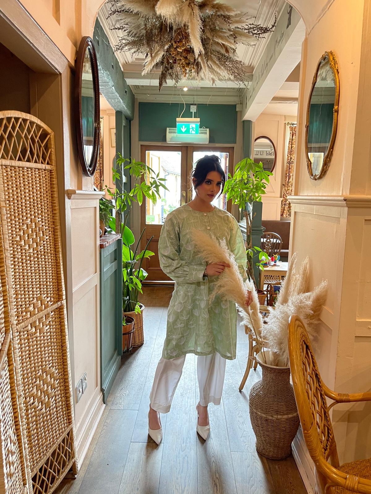 White tulip shirt with front buttons