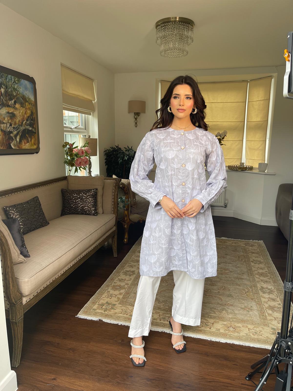 White tulip shirt with front buttons