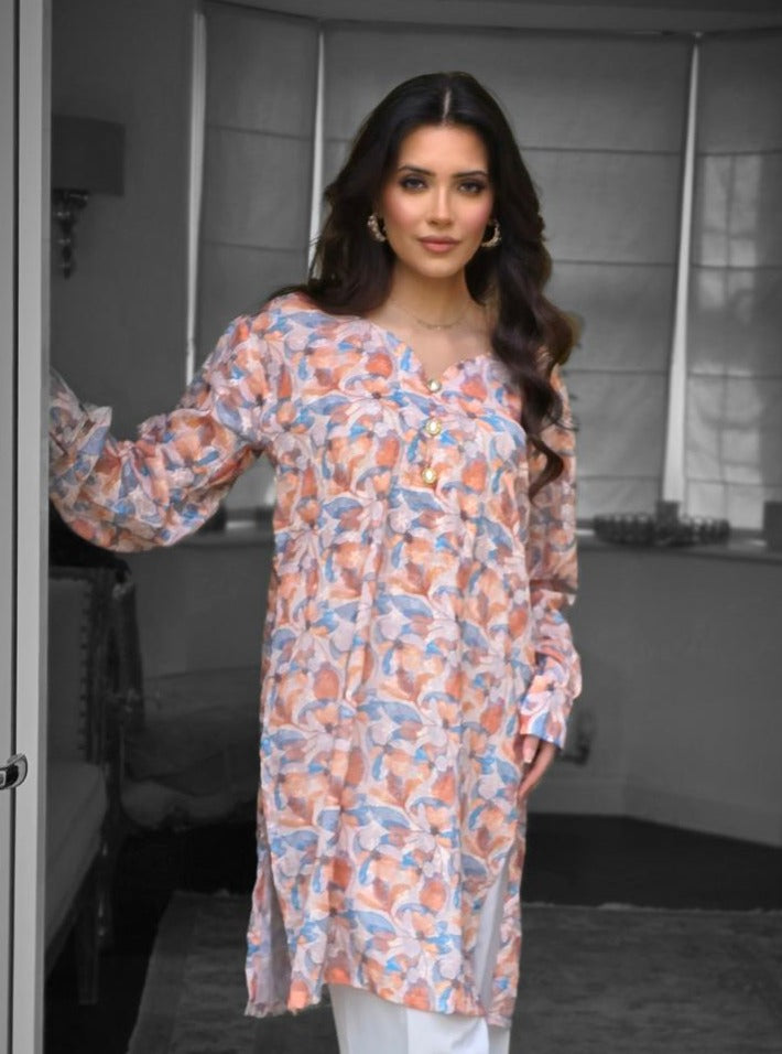 Floral Chicken and Printed Kurta