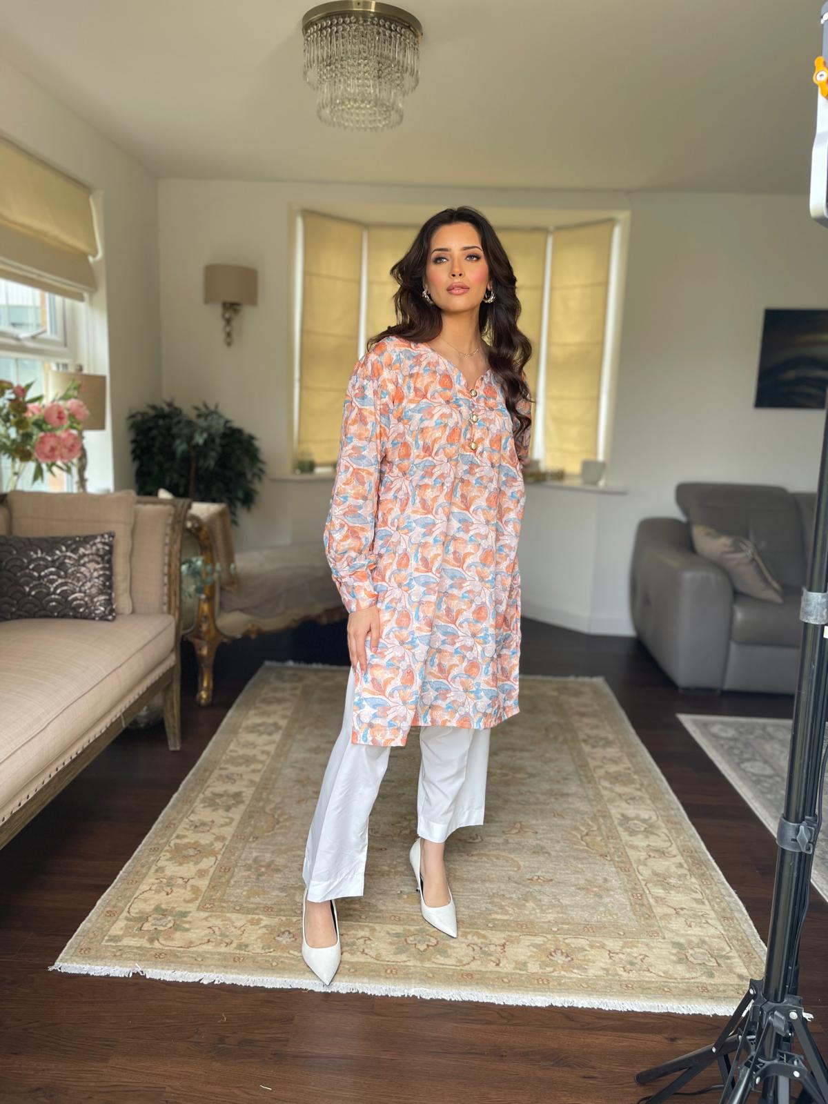 Floral Chicken and Printed Kurta