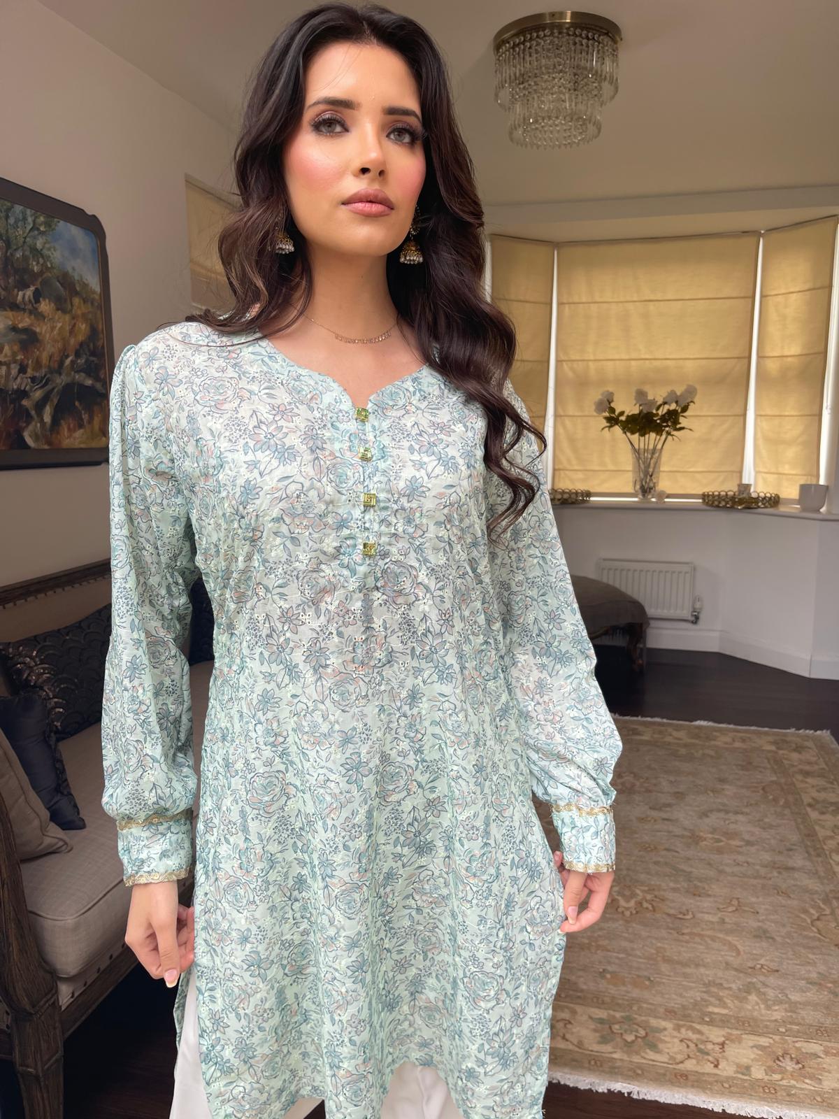 Floral Chicken and Printed Kurta