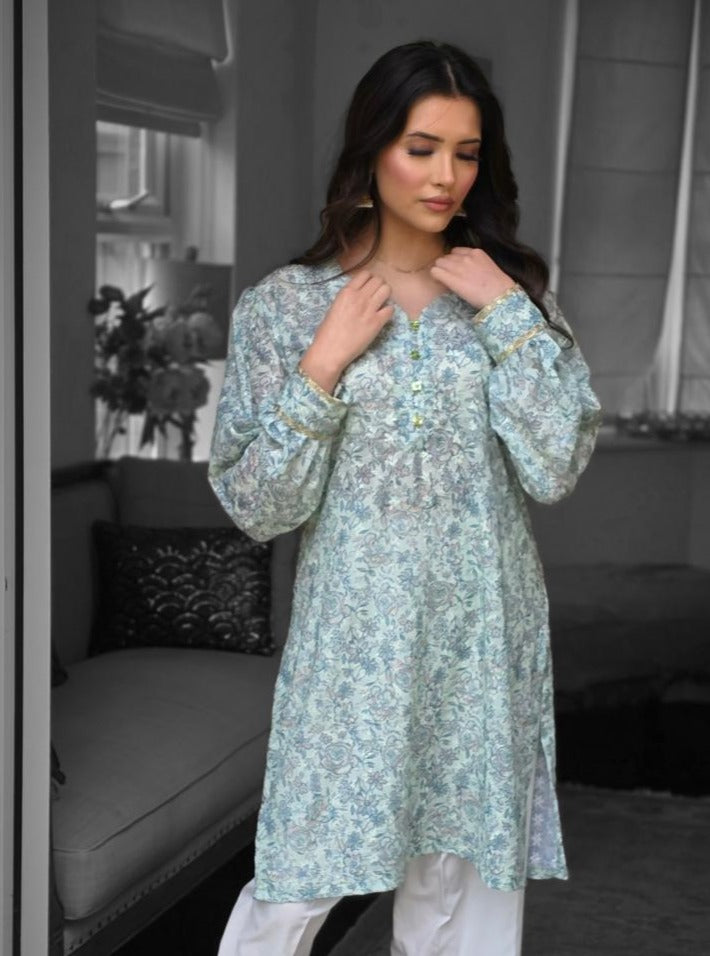 Floral Chicken and Printed Kurta