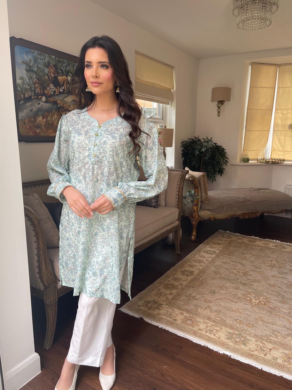 Floral Chicken and Printed Kurta