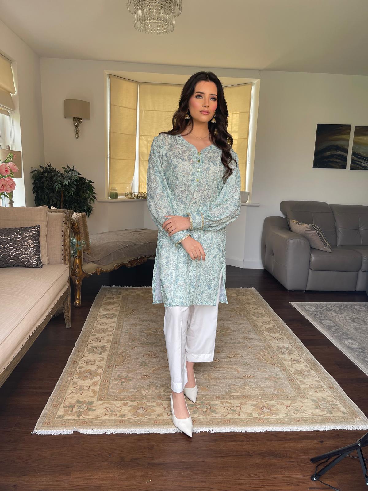 Floral Chicken and Printed Kurta