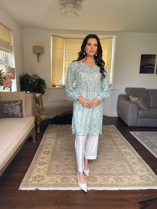 Floral Chicken and Printed Kurta