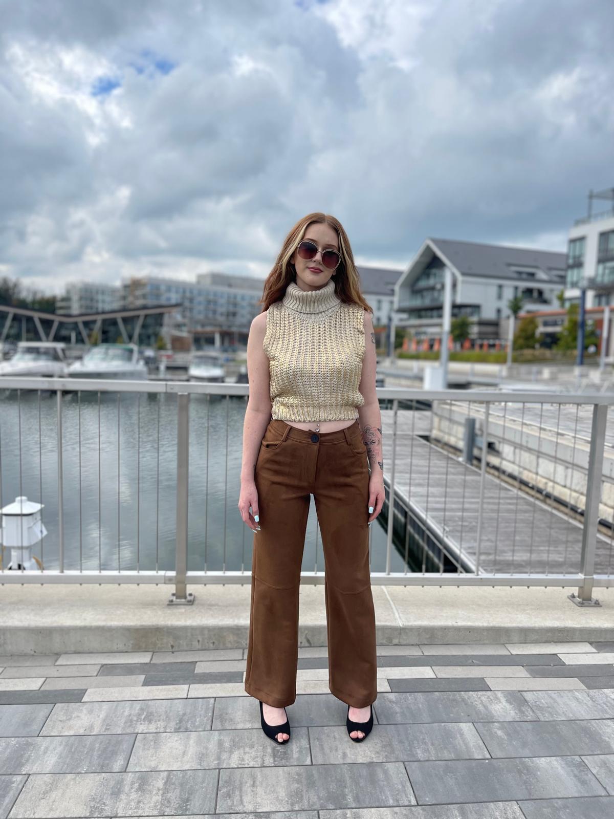 Stone Luxe Knit Sleeveless High Neck Sweater