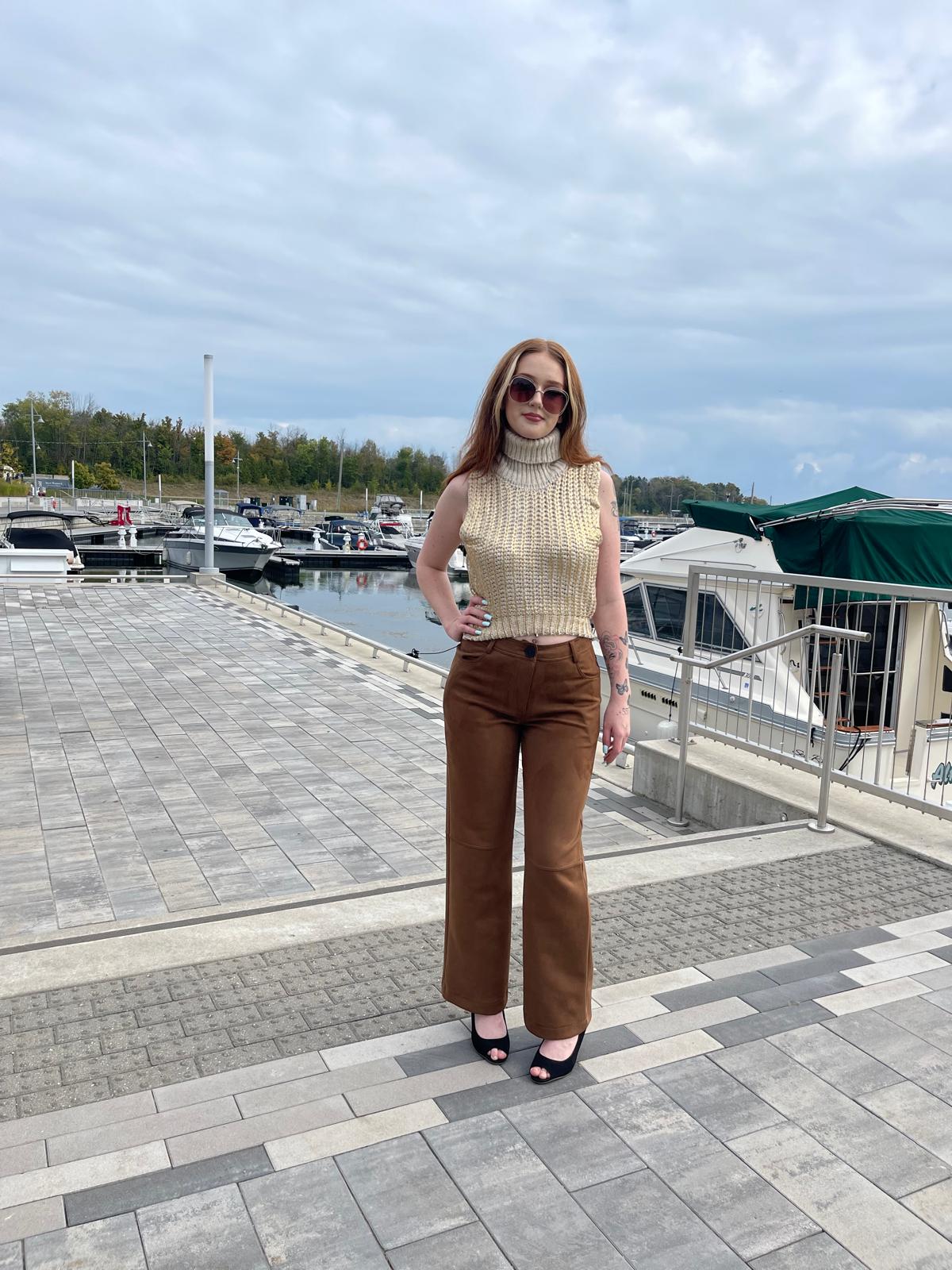 Stone Luxe Knit Sleeveless High Neck Sweater