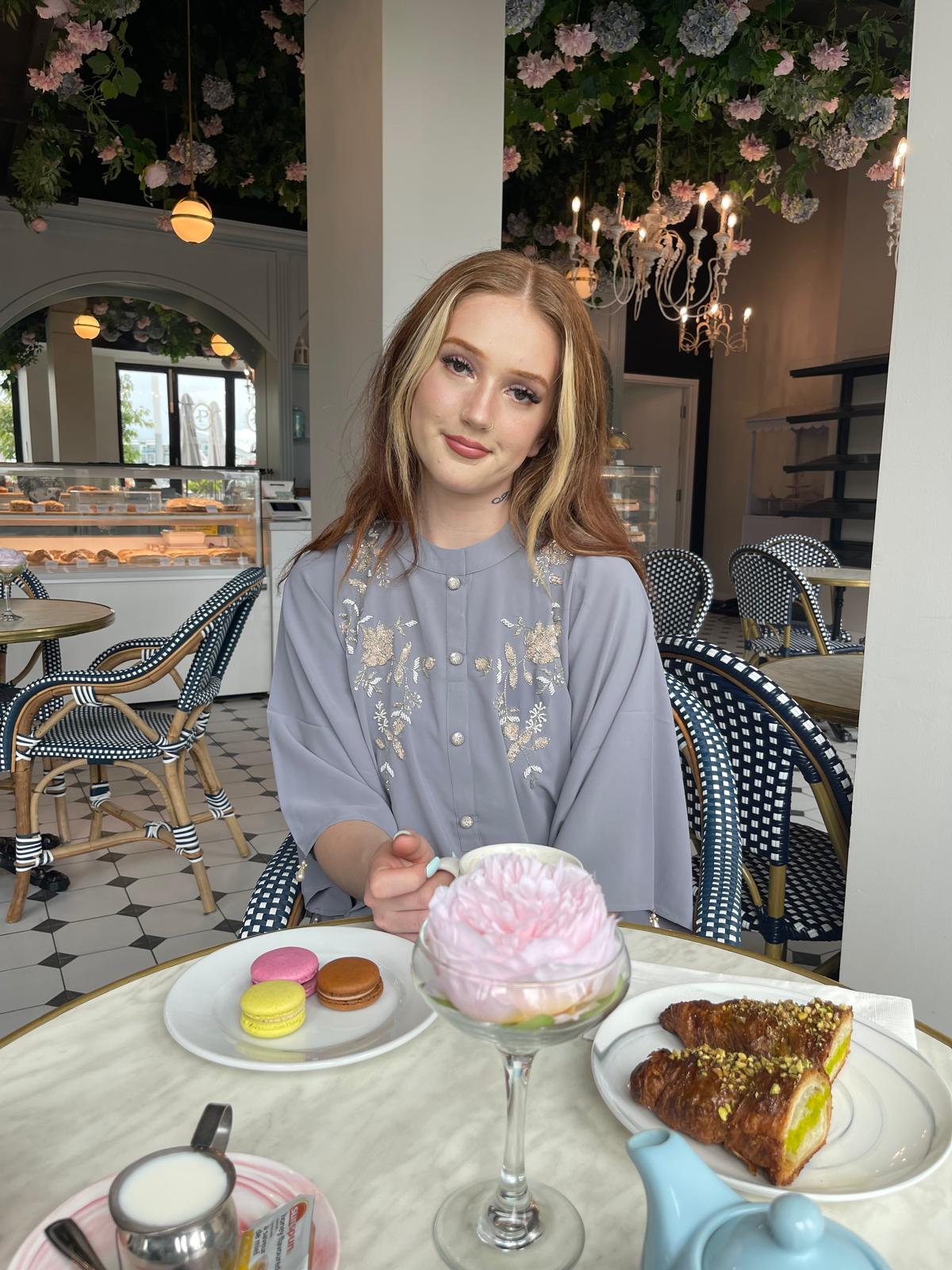 Grey Lilac embellished kaftan long shirt and matching tailored trouser