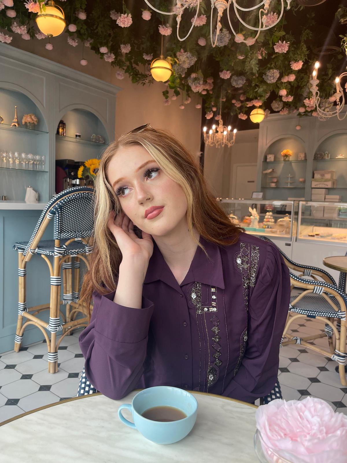 Amethyst embellished tailored top and matching trouser