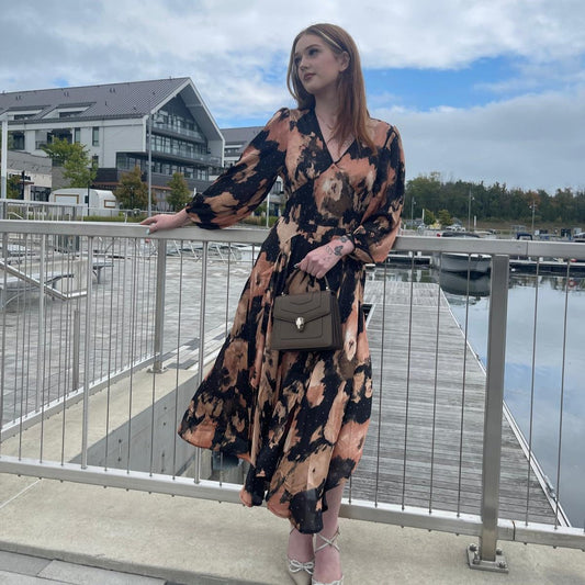 Chiffon Midi Dress with Diamonte detail