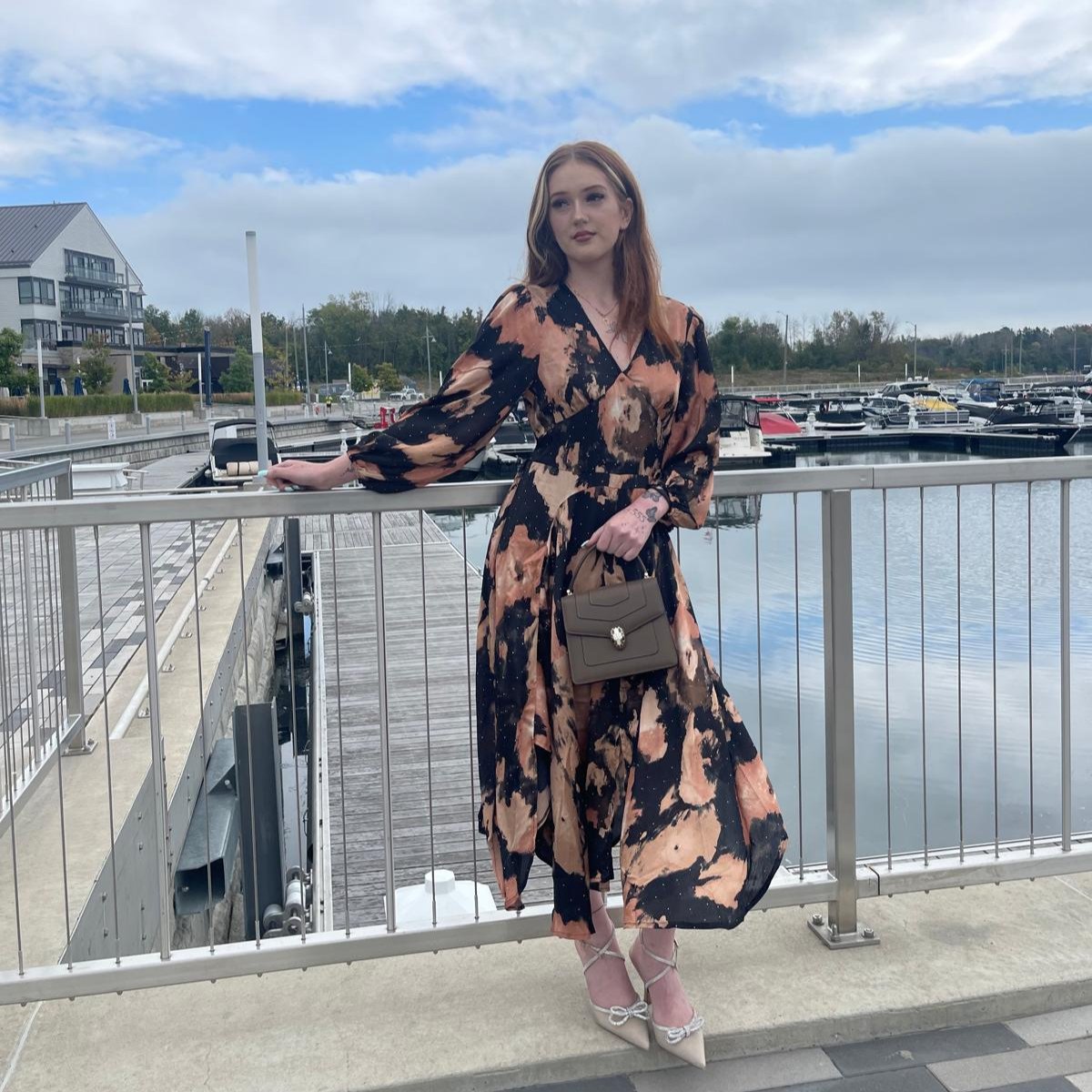 Chiffon Midi Dress with Diamonte detail