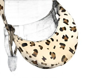 Leopard Croc Luna Crescent Leather Bag