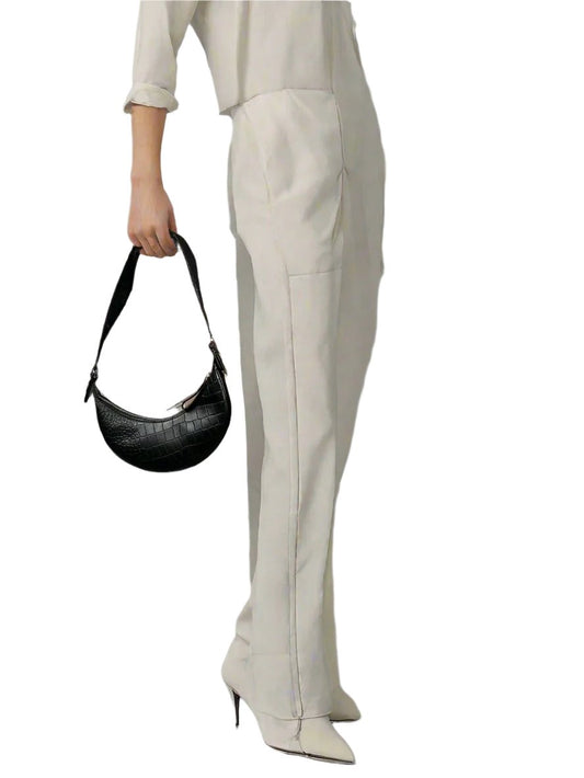 Black Croc Luna Crescent Leather Bag