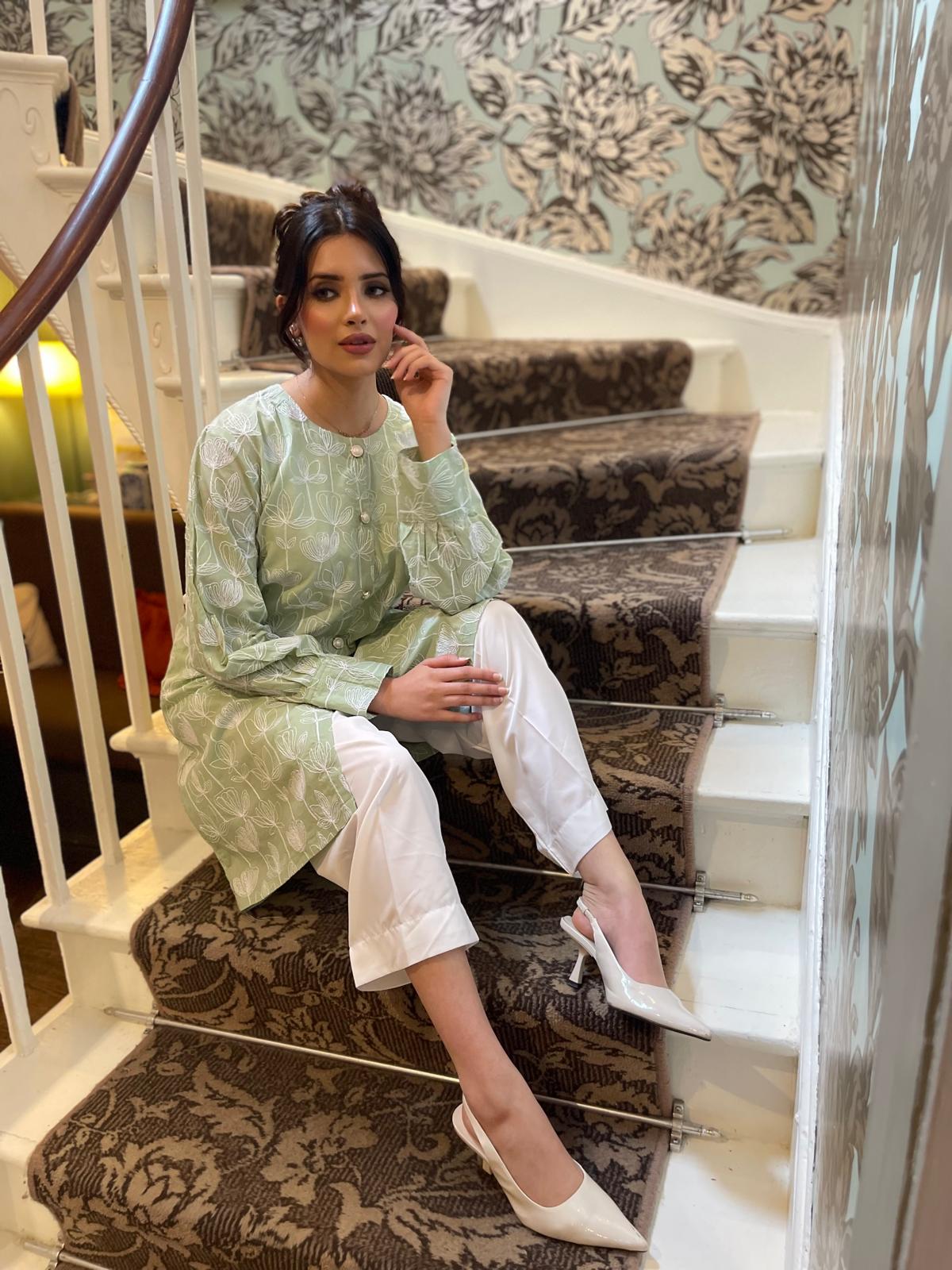 White tulip shirt with front buttons