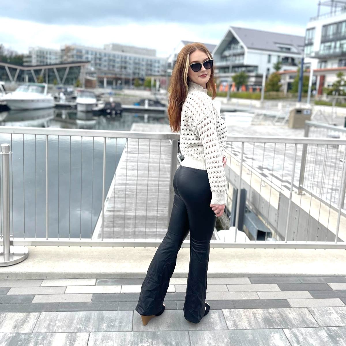 Mesh Knit Long Sleeve Sweater in Stone