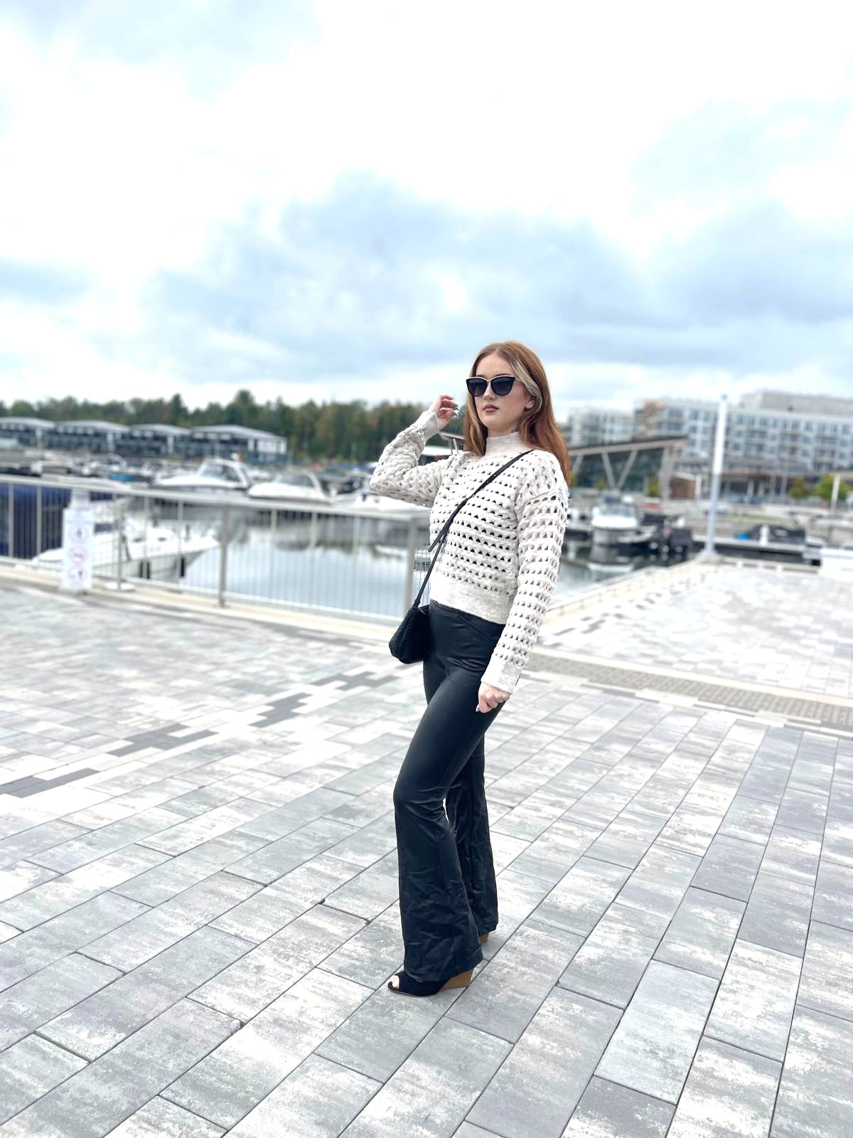 Mesh Knit Long Sleeve Sweater in Stone