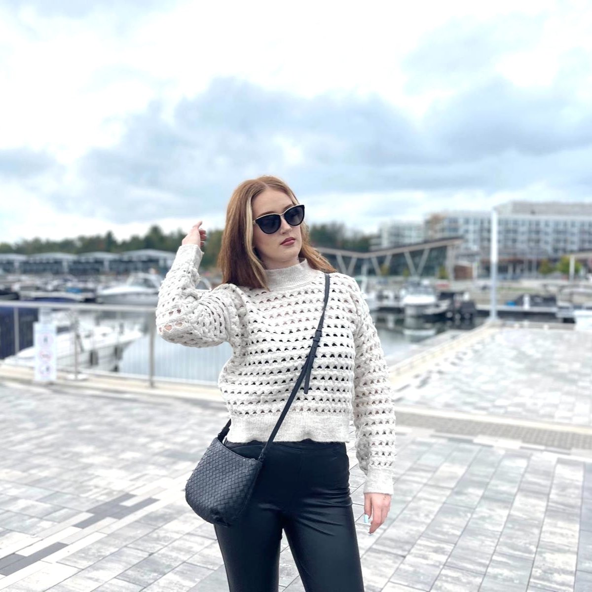 Mesh Knit Long Sleeve Sweater in Stone