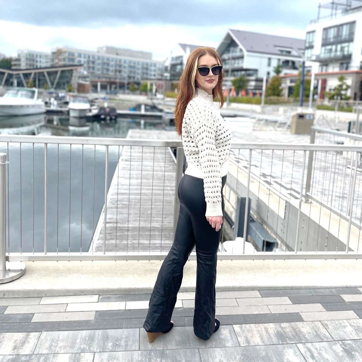 Mesh Knit Long Sleeve Sweater in Stone