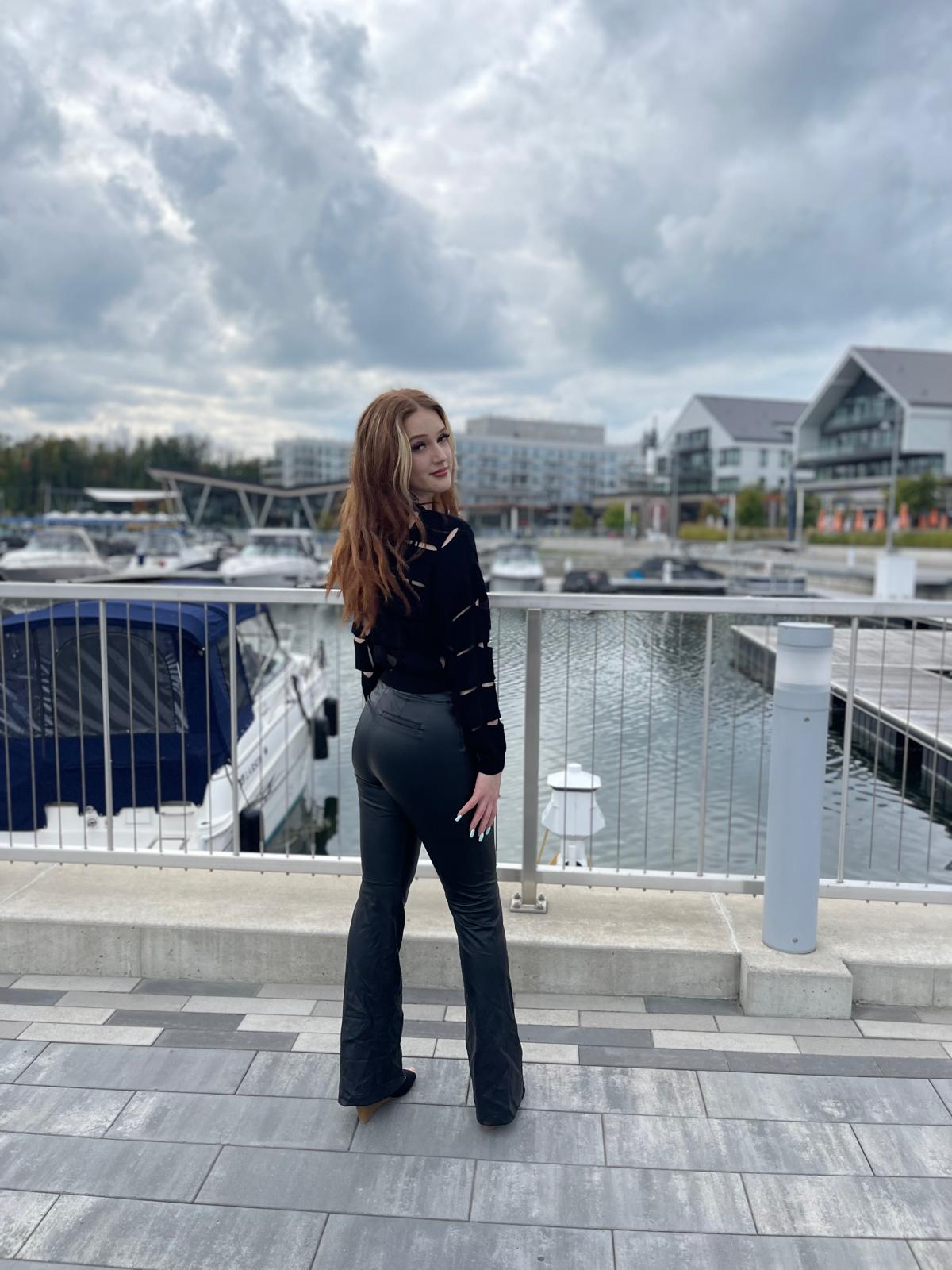 Square Ripped Long Sleeve Sweater in Black