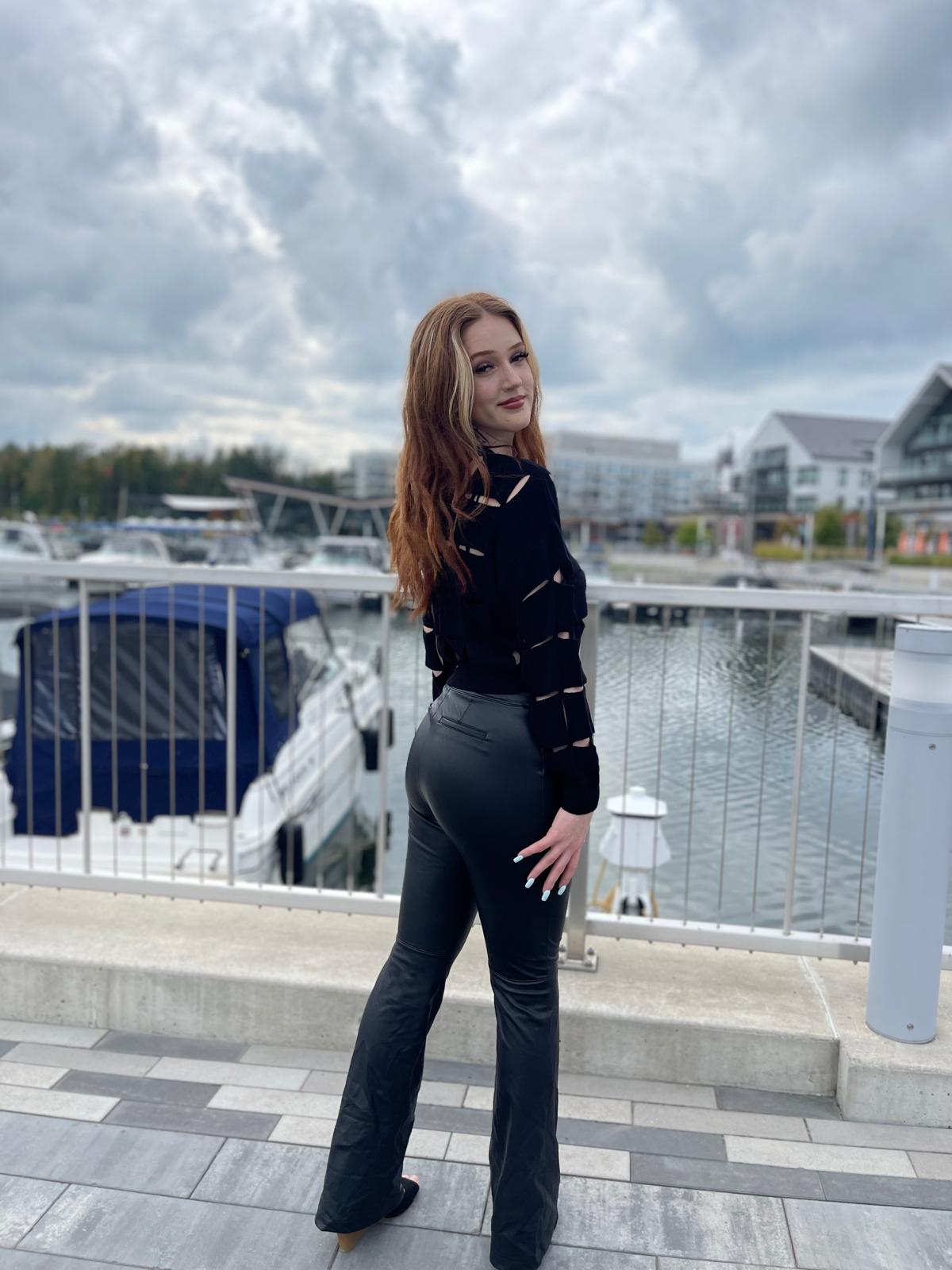 Square Ripped Long Sleeve Sweater in Black