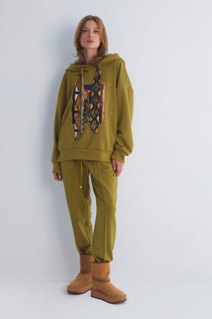 Chakra Watercolor Olive Green Hoodie