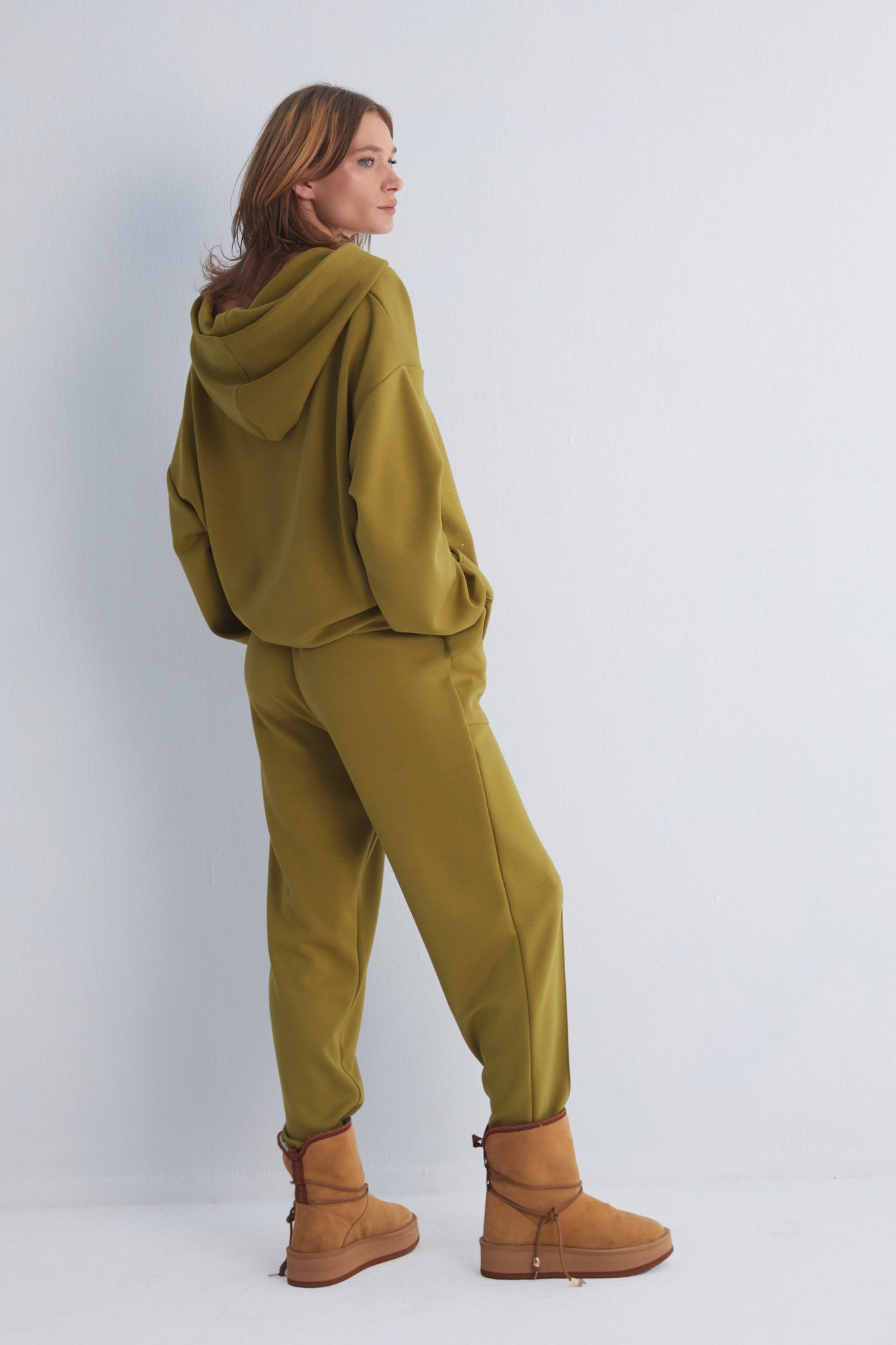 Chakra Watercolor Olive Green Hoodie