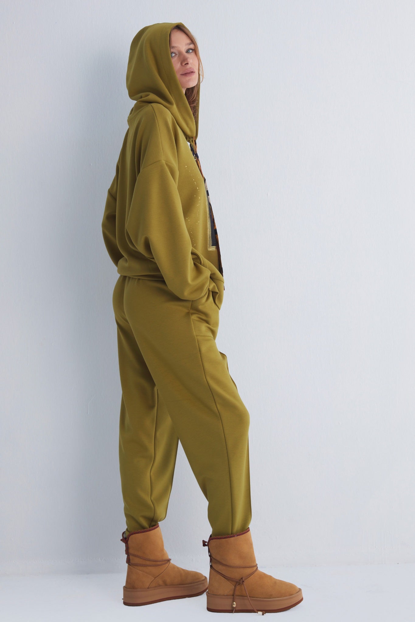 Chakra Watercolor Olive Green Hoodie