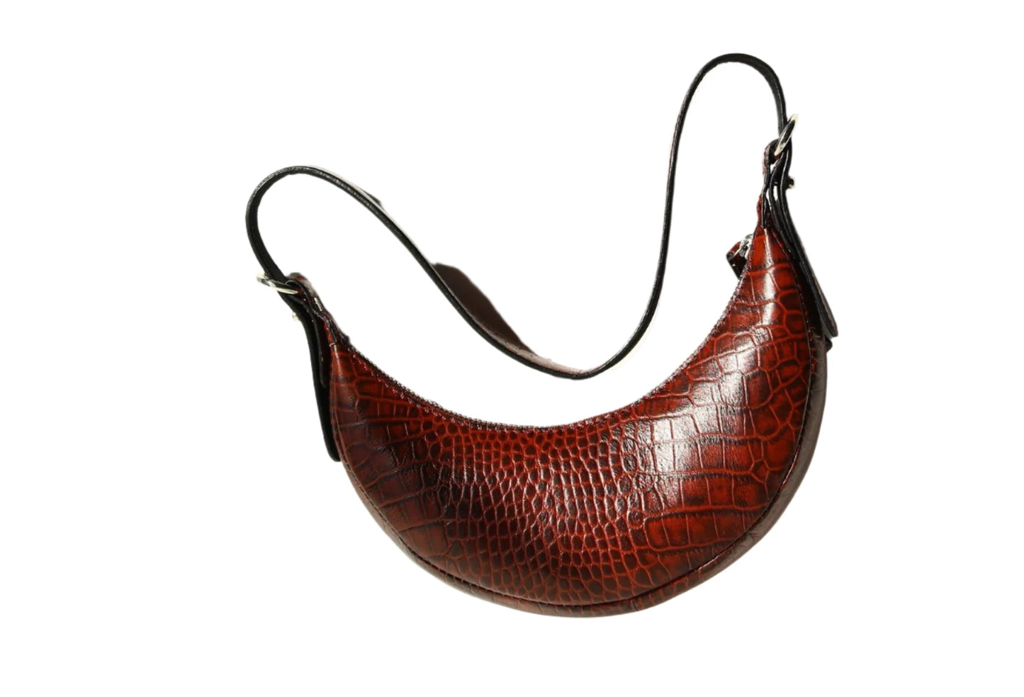 Shinner Croc Luna Crescent Leather Bag