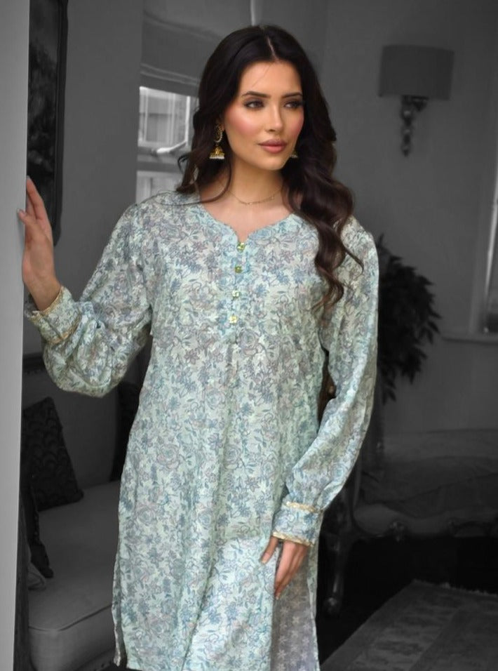 Floral Chicken and Printed Kurta