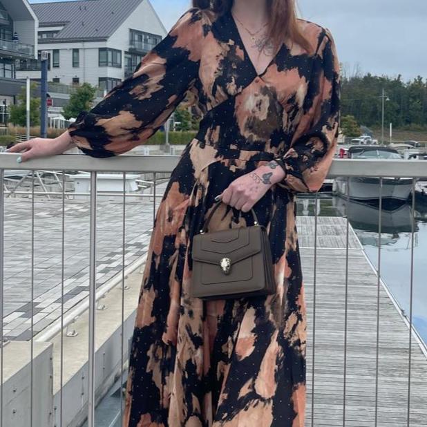 Chiffon Midi Dress with Diamonte detail